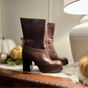 Brown Tyra Leather Steve Madden Platform Boots